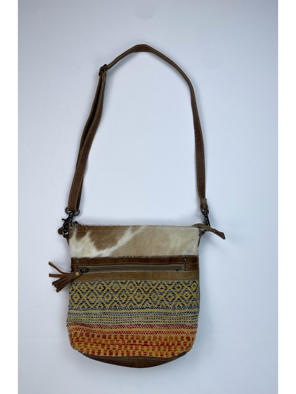 Myra Bag Rhythmic Hues Hair On Hide Cowhide Woven Rug Crossbody Bag Purse